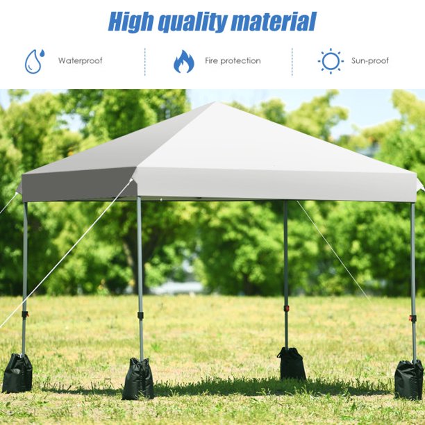 8 x 8 ft Outdoor Pop Up Canopy Tent, Outdoor Commercial Instant Shelter w/Roller Bag and Sand Bags, Gray