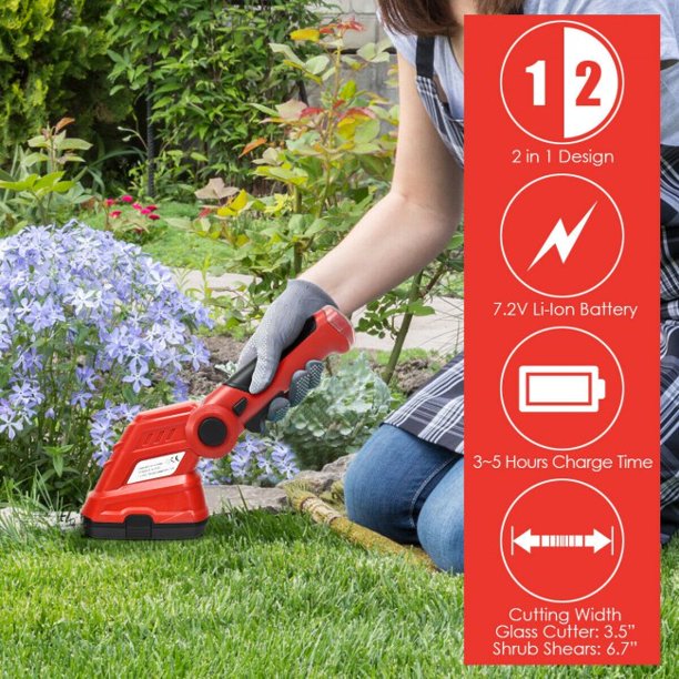 SUGIFT 7.2V Cordless Grass Shear with Extension Handle and Rechargeable Battery