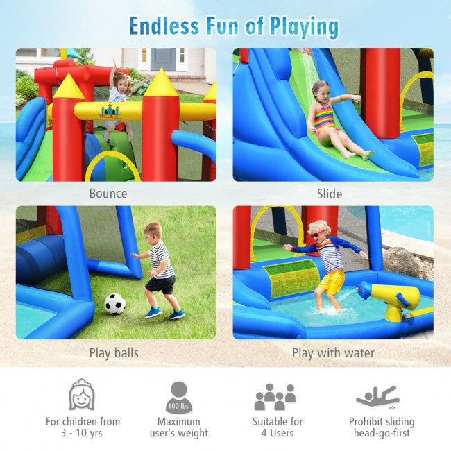 SUGIFT Inflatable Bouncer Bounce House with Water Slide Splash Pool£¬Outdoor Inflatable Kid Castle without Blower