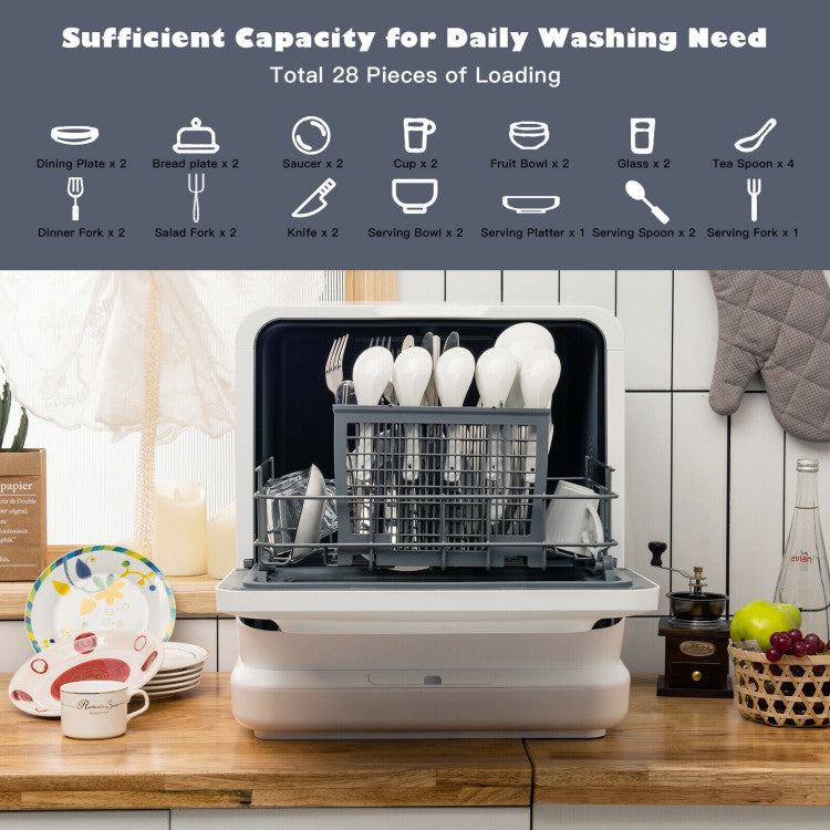 SUGIFT Portable Countertop Dishwasher Air Drying 5 Programs with 7.5L Water Tank