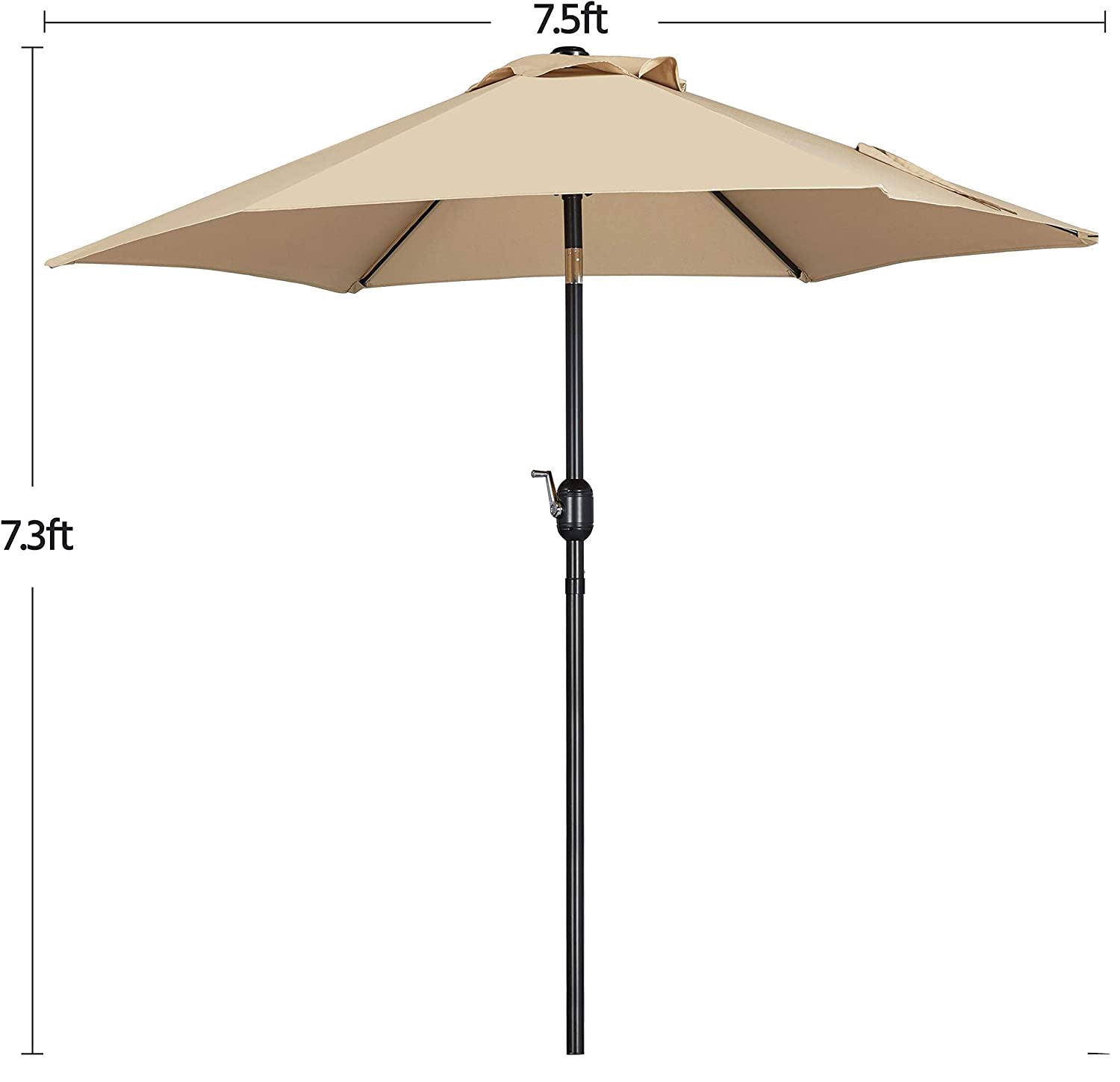 SUGIFT 7.5 ft. Market Outdoor Patio Umbrella with Push Button Tilt and Crank in Beige