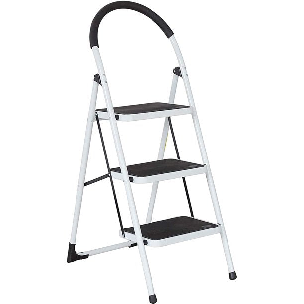 3 Step Ladder Folding Step Stool with Grips Sturdy Step Stool with Wide Pedal 330 Lbs Capacity