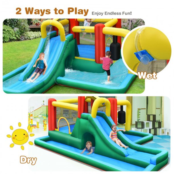 SUGIFT Inflatable Bounce House Slide Water Park Climbing Bouncer Pendulum Chunnel Game without Air-blower