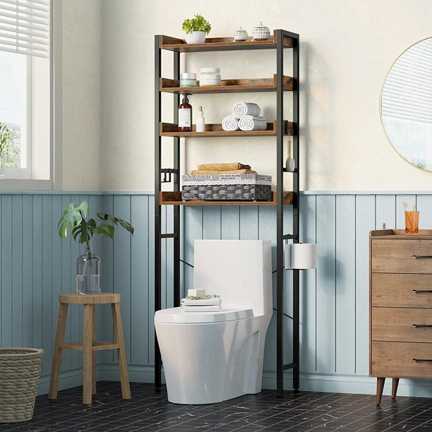 SUGIFT Over The Toilet Storage Rack, 4-Tier Bathroom Space Saver with Adjustable Shelves