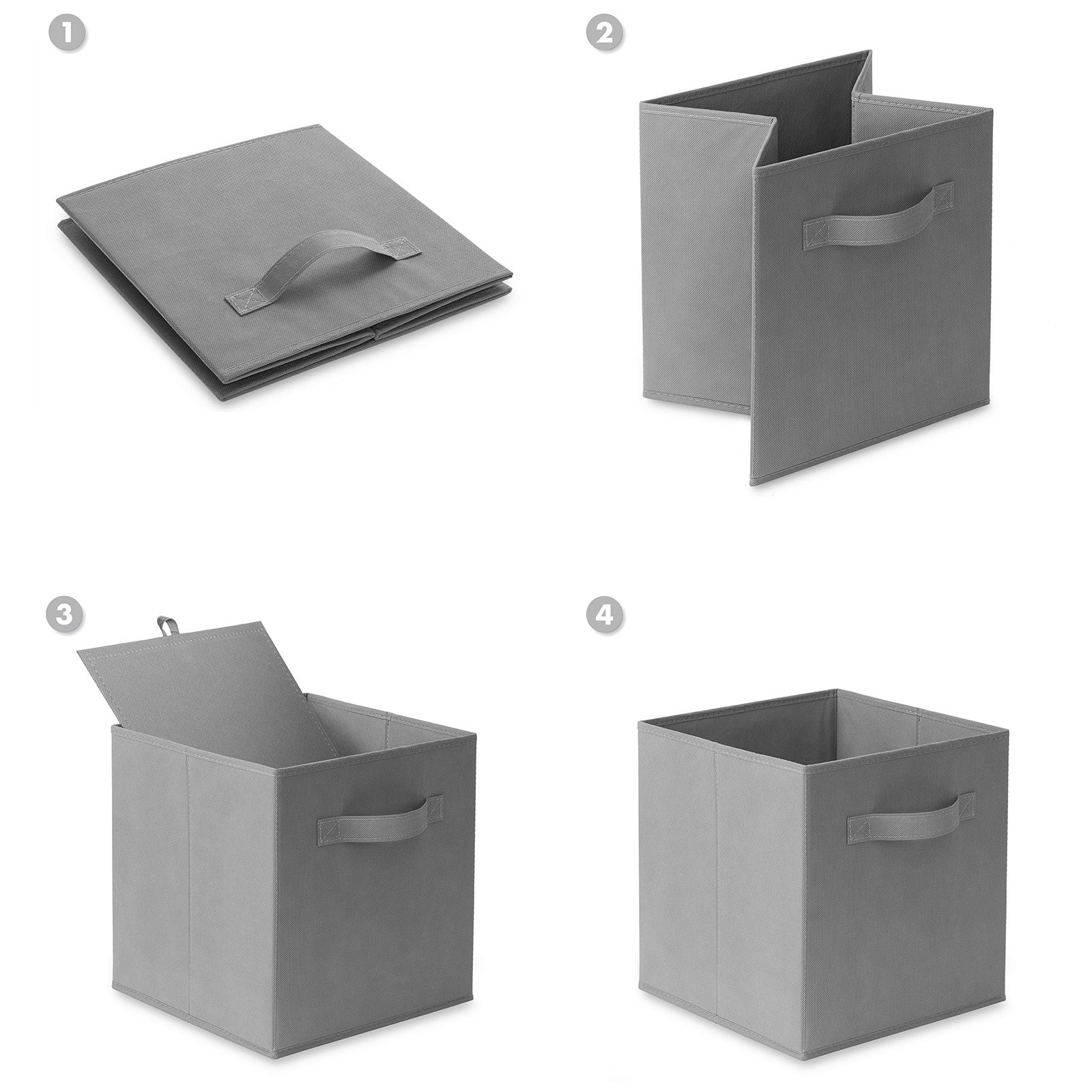 6 Pack - SUGIFT Foldable Cube Storage Bin, Grey