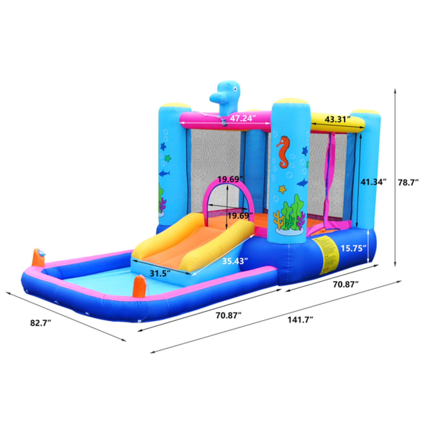 SUGIFT Inflatables Bounce House or Water Slide All in one, Large Pool, Fun Bouncing Area for Jump and Splash Adventure