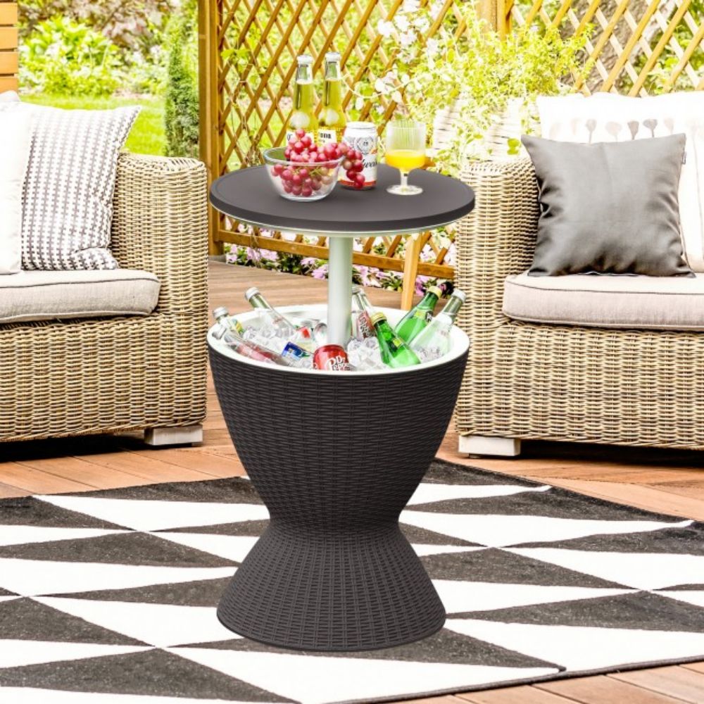 3-in-1 8 Gal. Patio Ice Cooler Bucket Cool Bar Side Table with Adjust Ice Bucket