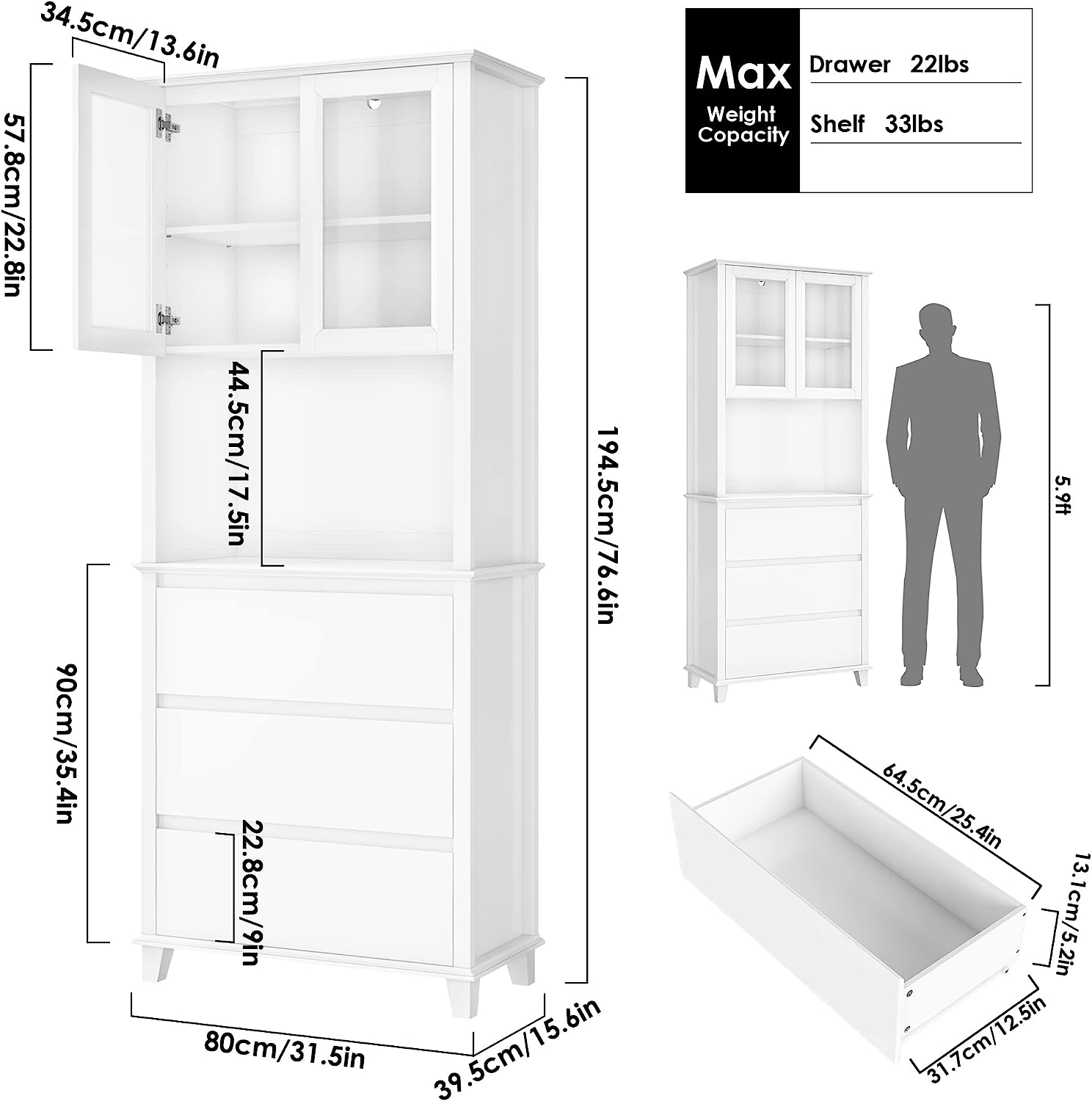 Kitchen Pantry Storage Cabine Kitchen Buffet with Hutch