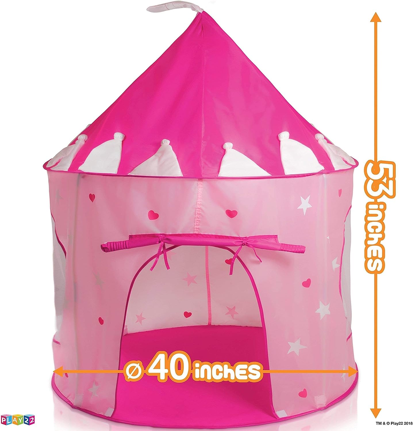 Play Tent Princess Castle Pink - Features Glow in The Dark Stars - Portable - Kids Pop Up Tent Foldable Into A Carrying Bag - Indoor and Outdoor Use - Original