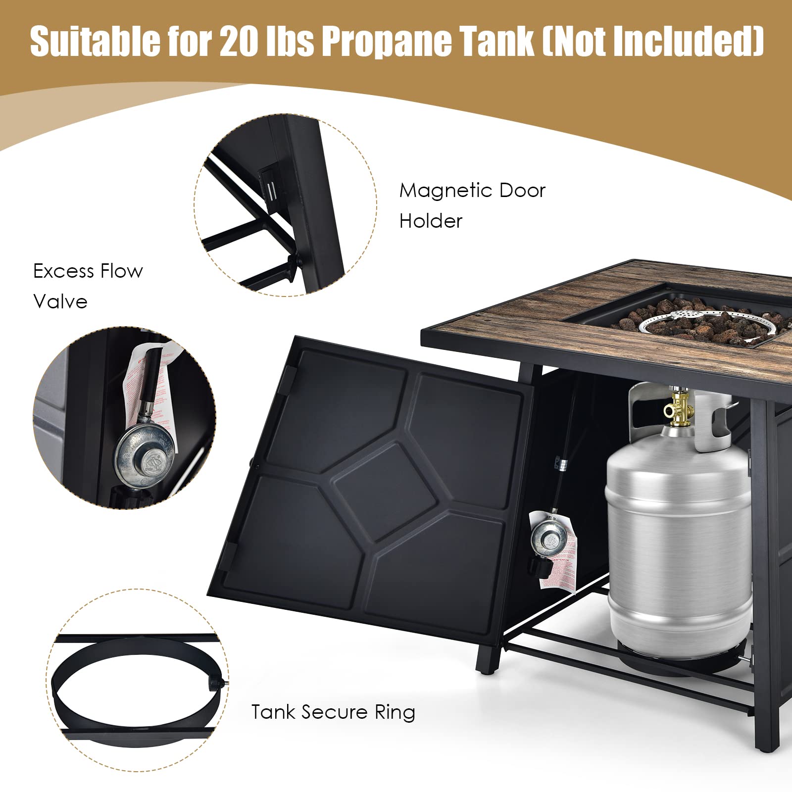 28 in. 40,000 BTU Steel Propane Fire Pit Table with Cover