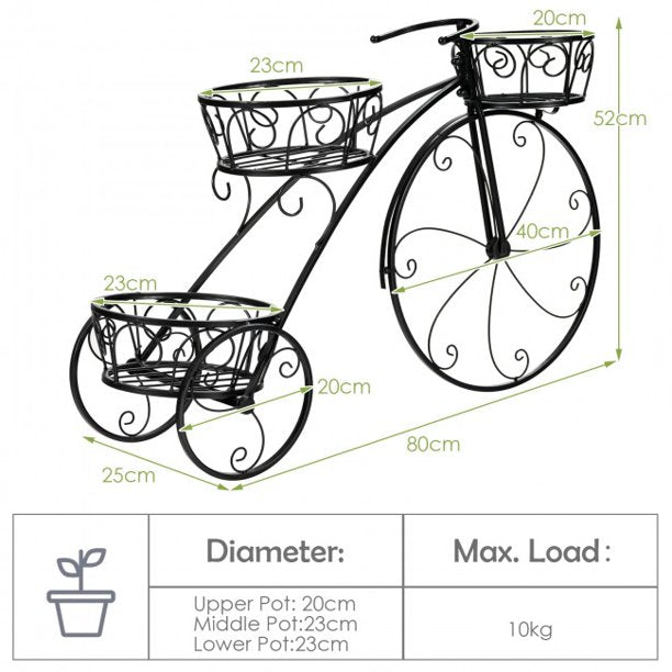 SUGIFT Plant Storage Tricycle Plant Stand Flower Pot Cart Holder in Parisian Style