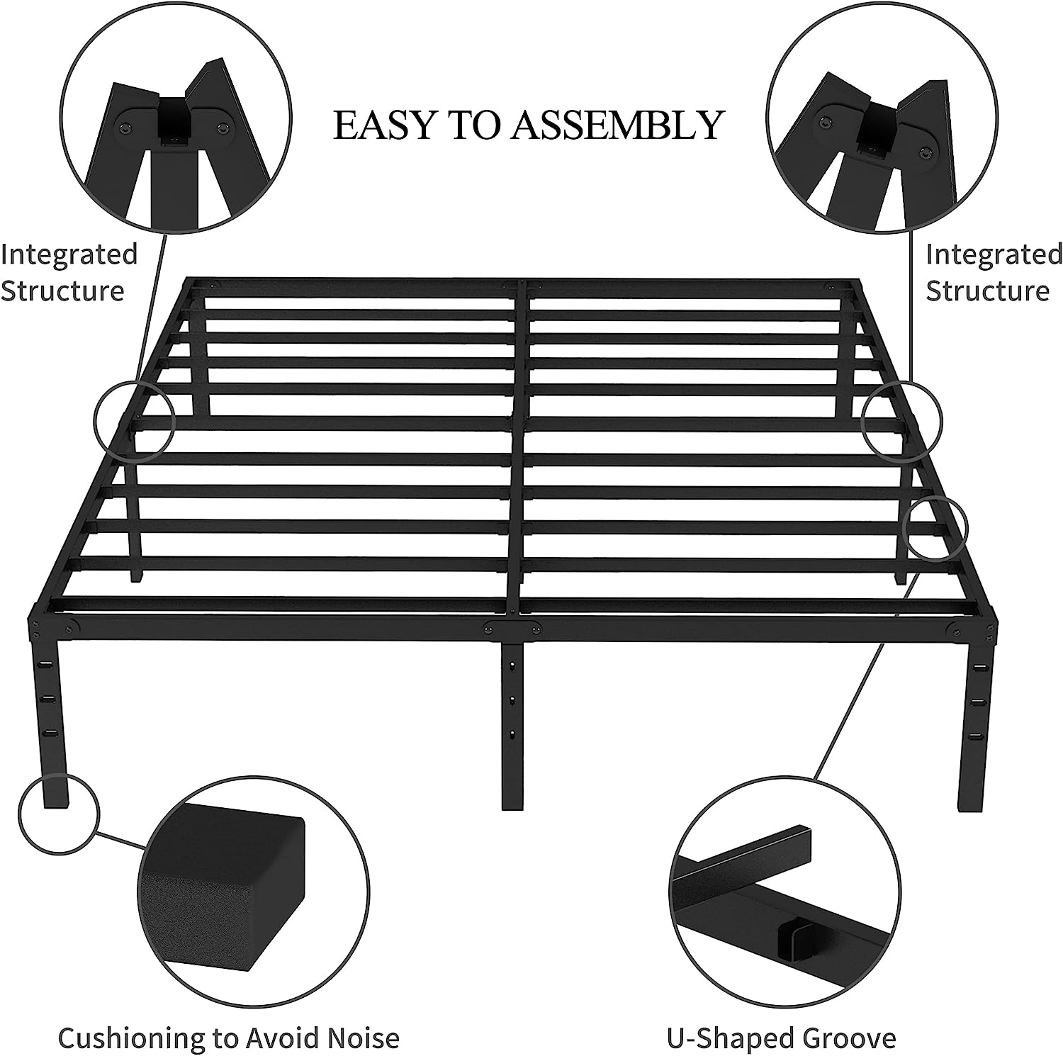 SUGIFT Twin Bed Frame, 14 Inch Metal Platform Bed Frame