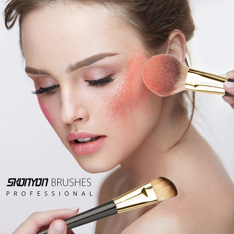 SUGIFT Makeup Brushs Set 5 Pcs,Premium Synthetic Foundation Powder Concealers Eye Shadows Makeup Brush Set, Rose Golden