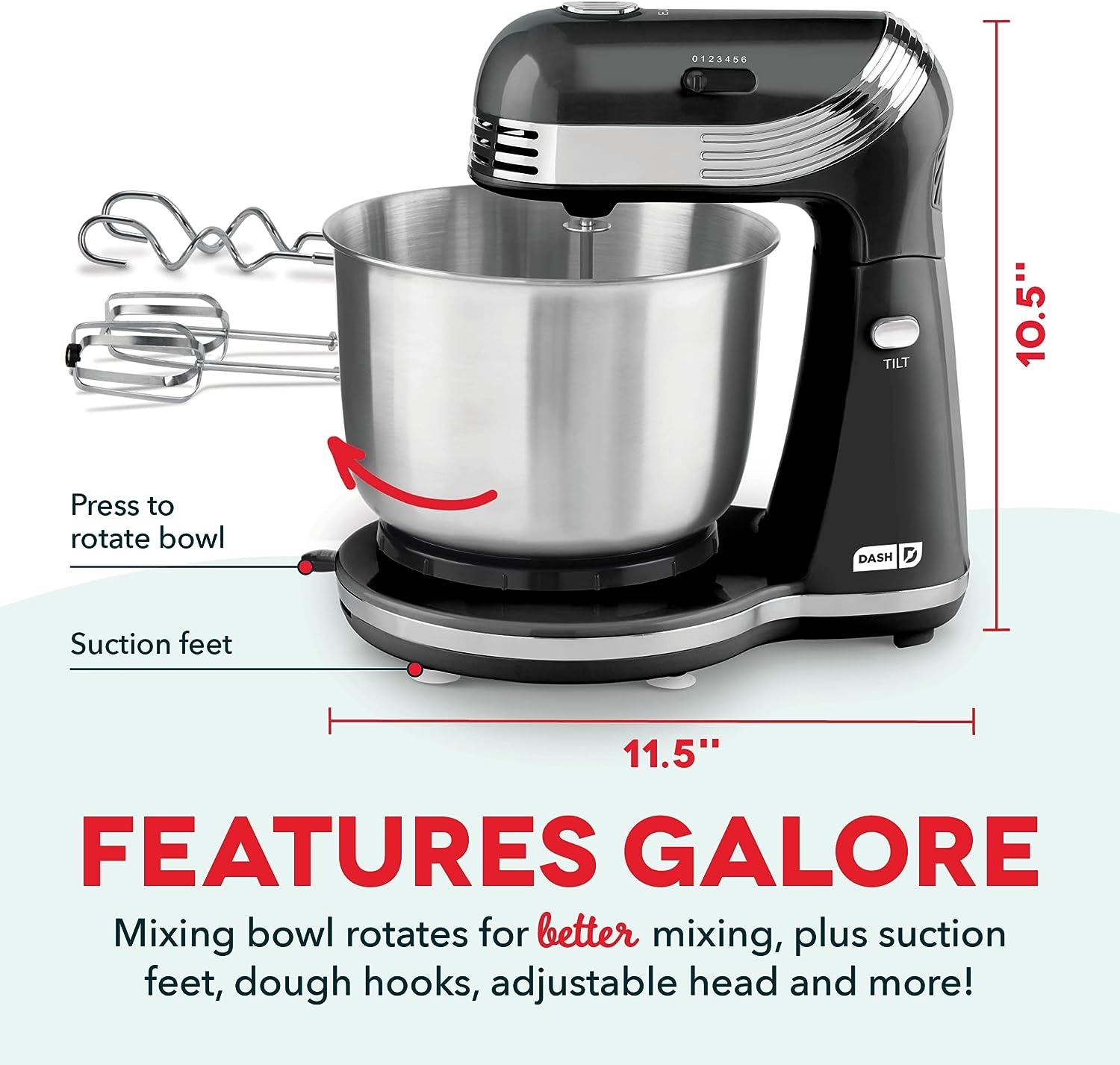 6 Speed Stand Mixer with 3 qt Stainless Steel Mixing Bowl