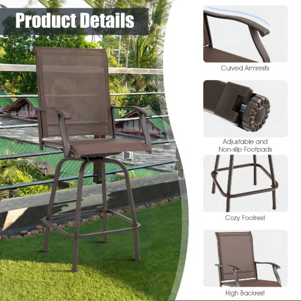 2-Piece Metal  Swivel Outdoor Bar Stools