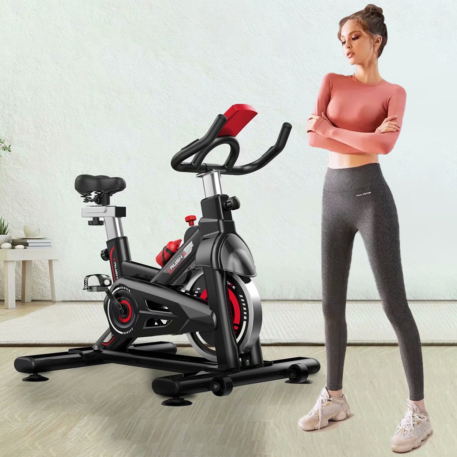 SUGIFT Adjustable Exercise Bike, Magnetron Exercise Bike with LCD Screen and Bottle Cage