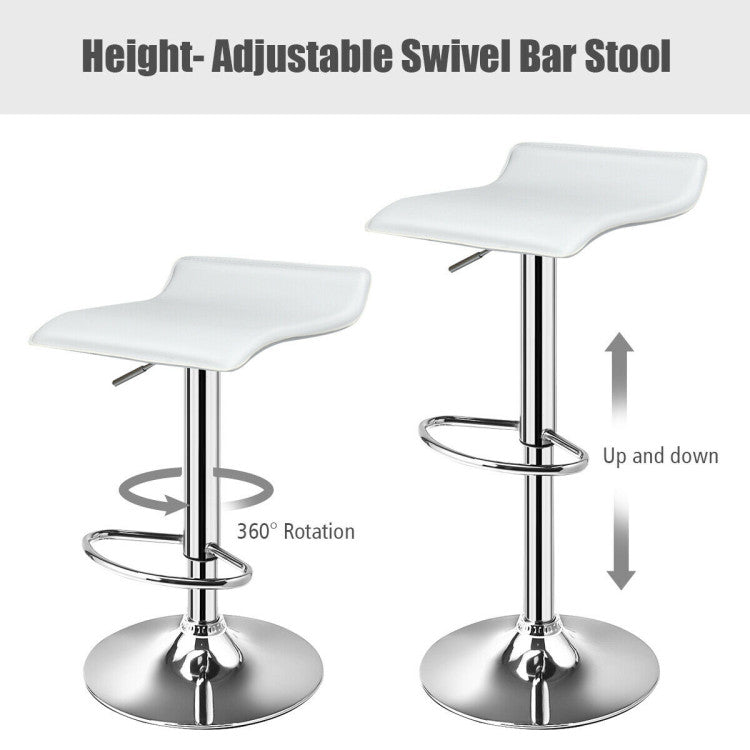 SUGIFT Set of 2 Modern Design Adjustable Backless Bar Stools,PU Leather,White