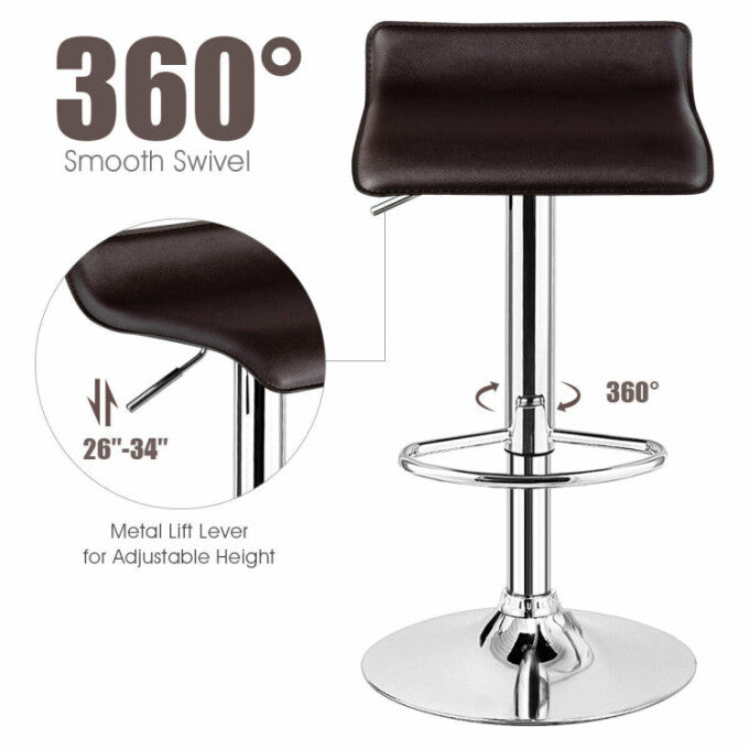 SUGIFT Set of 2 Modern Design Adjustable Backless Bar Stools,PU Leather,Black