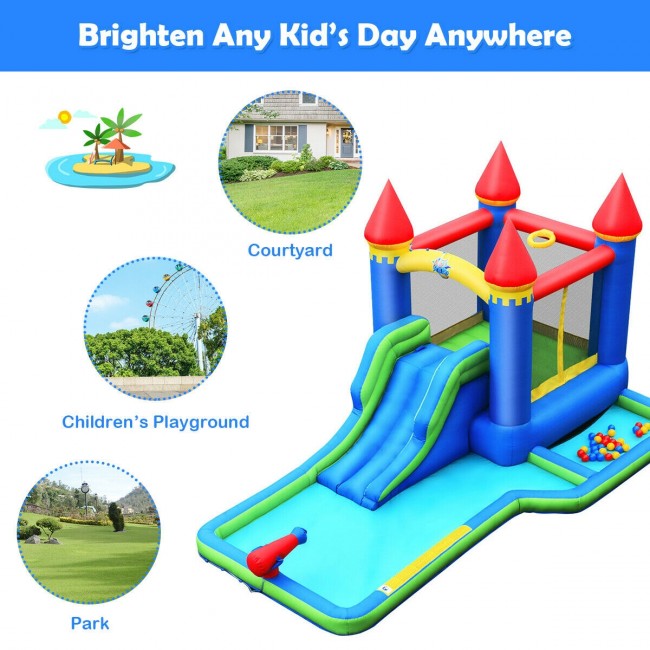 SUGIFT Inflatable Water Slide Kids Bounce House,Outdoor Backyard Big Water Park With 580W Blower