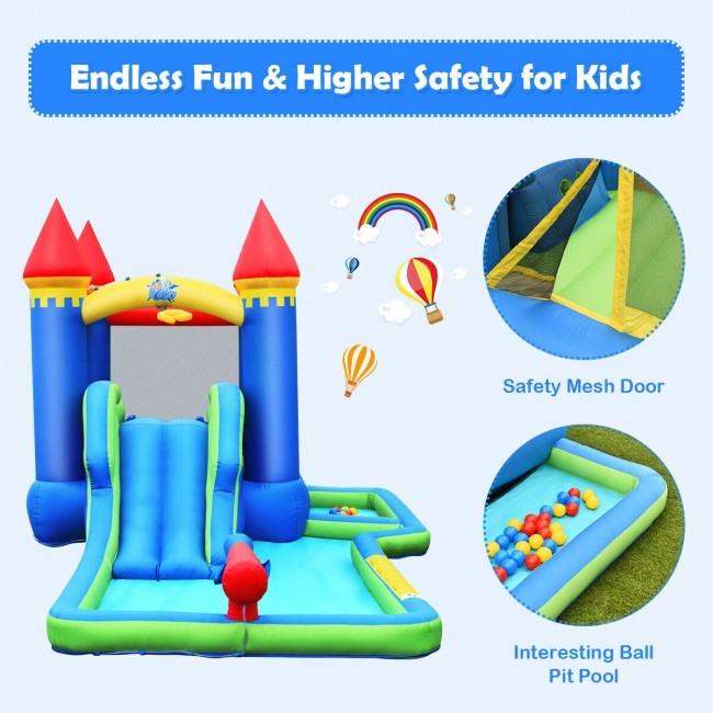 SUGIFT Inflatable Water Slide Kids Bounce House,Outdoor Backyard Big Water Park Without Blower