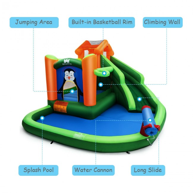 SUGIFT Inflatable Slide Kid Water Park with Climbing Wall Splash Pool Water Cannon,without Blower