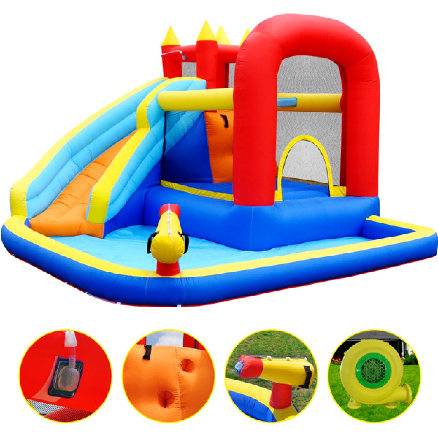 SUGIFT Big Inflatable Water Park,Inflatable Outdoor Backyard Water Slide Splash Bounce Climbing Toy