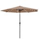 SUGIFT Tan Patio Umbrella 8 Ribbed Strong Light Weight Aluminum Frame with Crank Sunny UV Resistant Yard Parasol with 32 LED Lights - 10FT