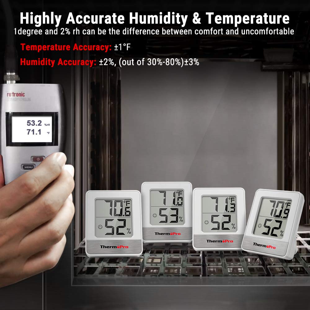 Digital Hygrometer Thermometer Temperature Humidity Meter Room Monitor/Wall-mountable/Magnet-mountable White