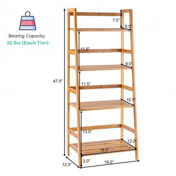 SUGIFT Multifunctional 4 Shelf Bamboo Plant Flower Storage Stand Rack Organizer