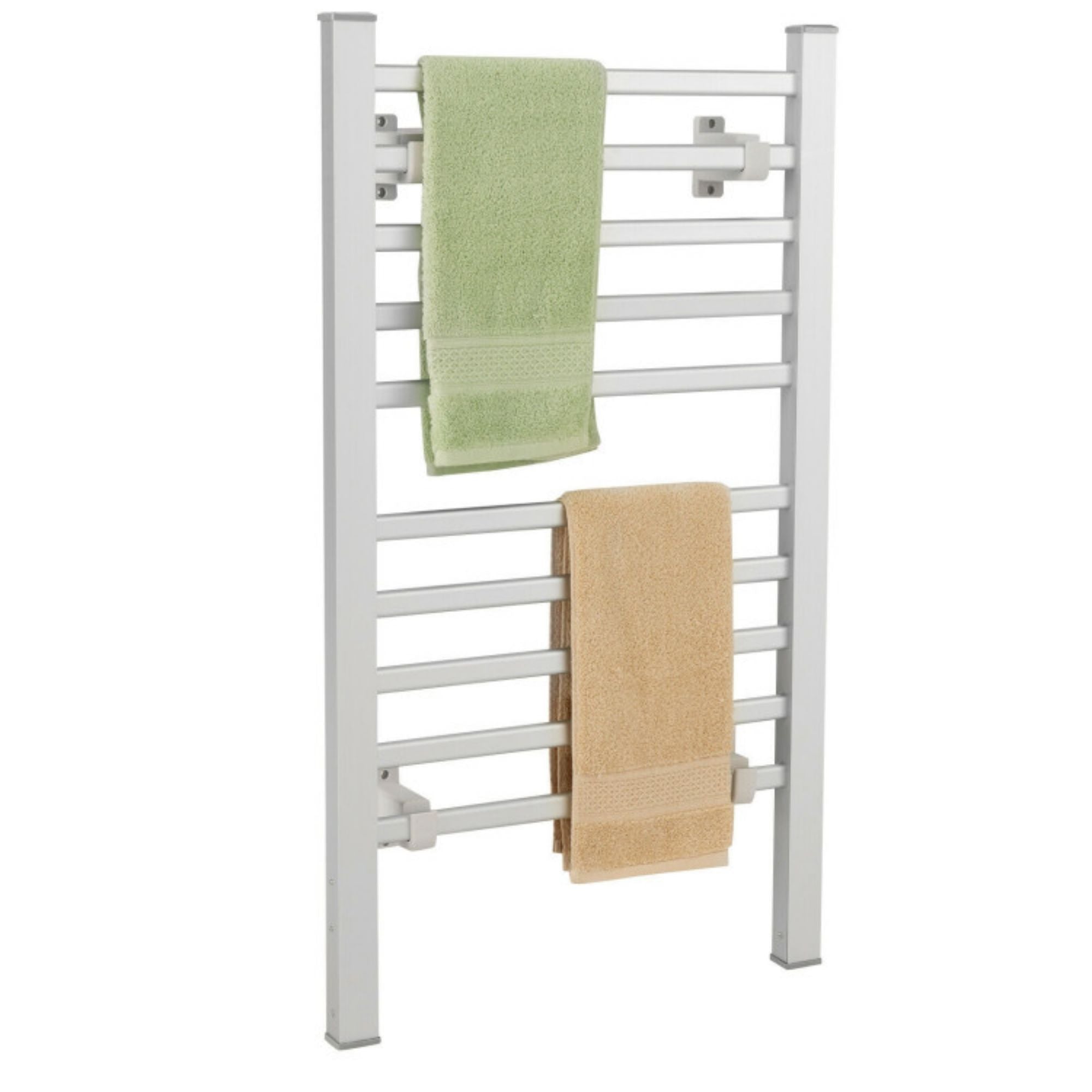 2 in. 1 Freestanding and Wall-mounted Towel Warmer Drying Rack with Timer in Silver