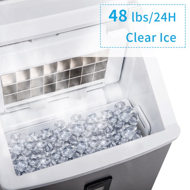 SUGIFT Portable Countertop Ice Maker Machine for Crystal Ice Cubes in 48 lbs/24H with Ice Scoop for Home Use