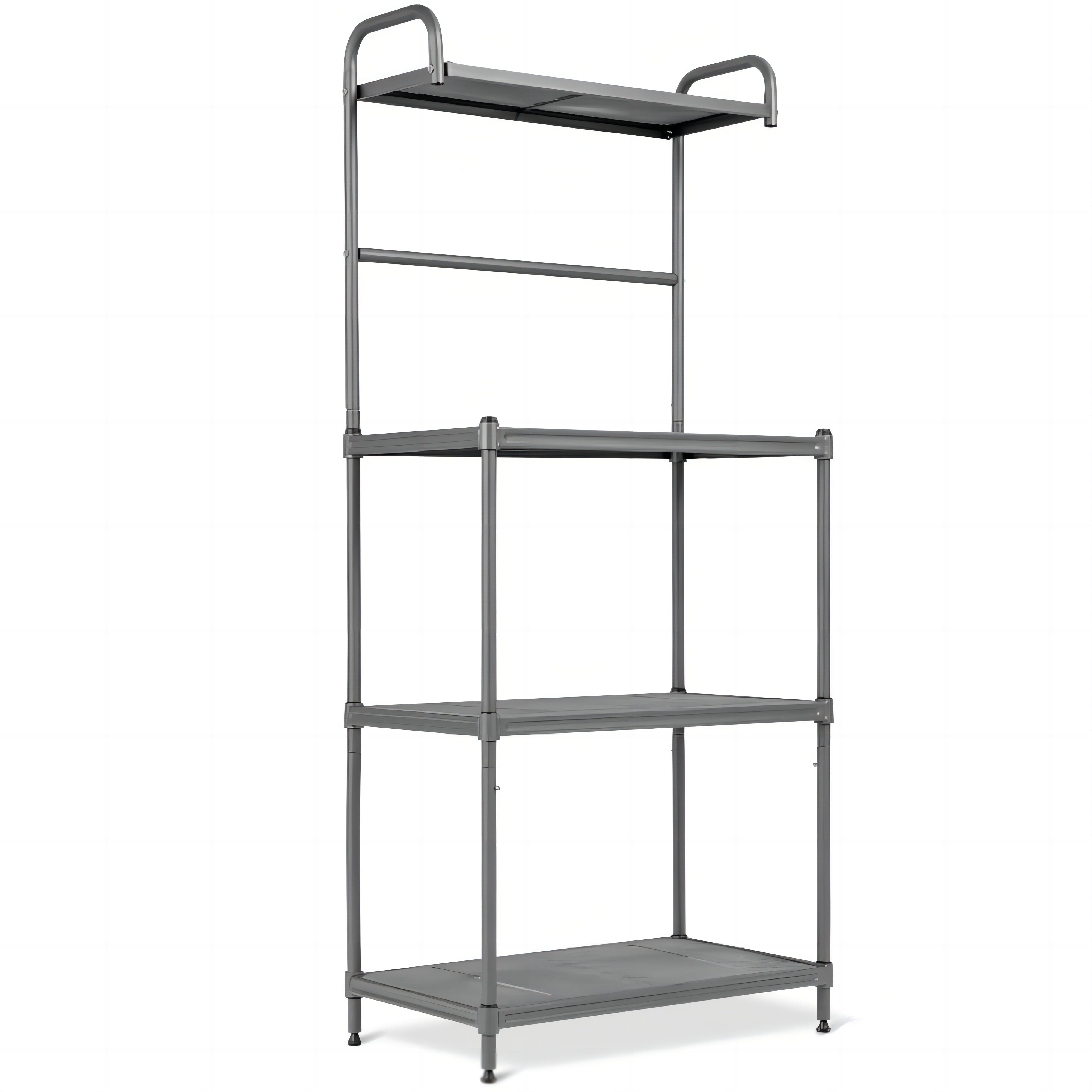 Gray 4-Tier Kitchen Storage Shelf Rack Microwave Cart Kitchen Cart