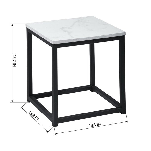 SUGIFT End Table/Side Table/Night Stand/Coffee Desk, Upgrade Version with Metal Frame Box - dark brown