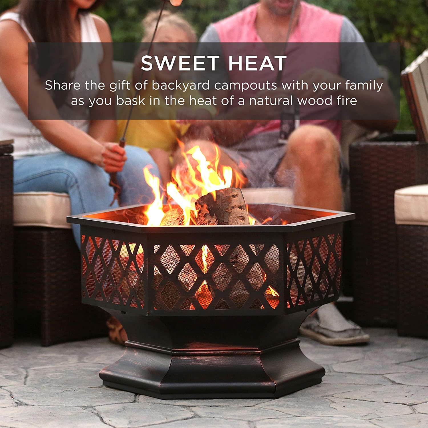 24 in. Metal Deep Bowl Fire Pit in Black