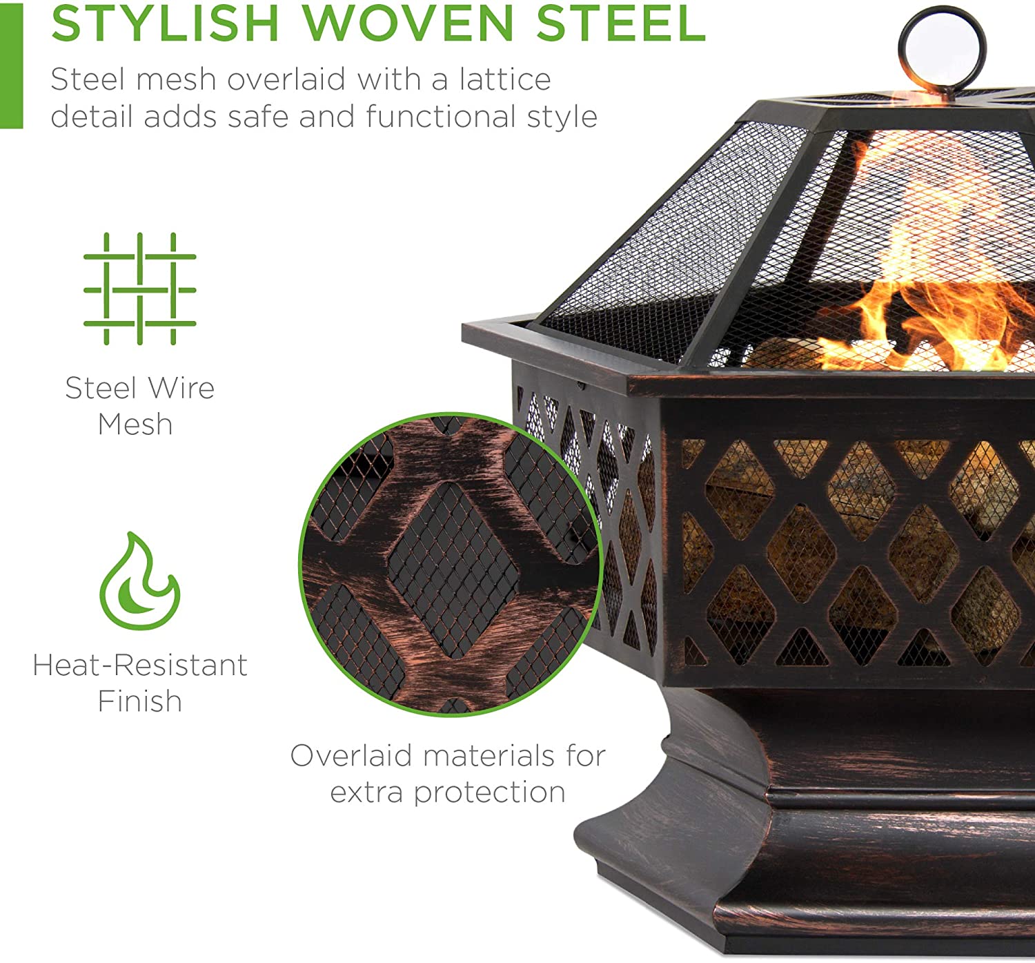 24 in. Metal Deep Bowl Fire Pit in Black