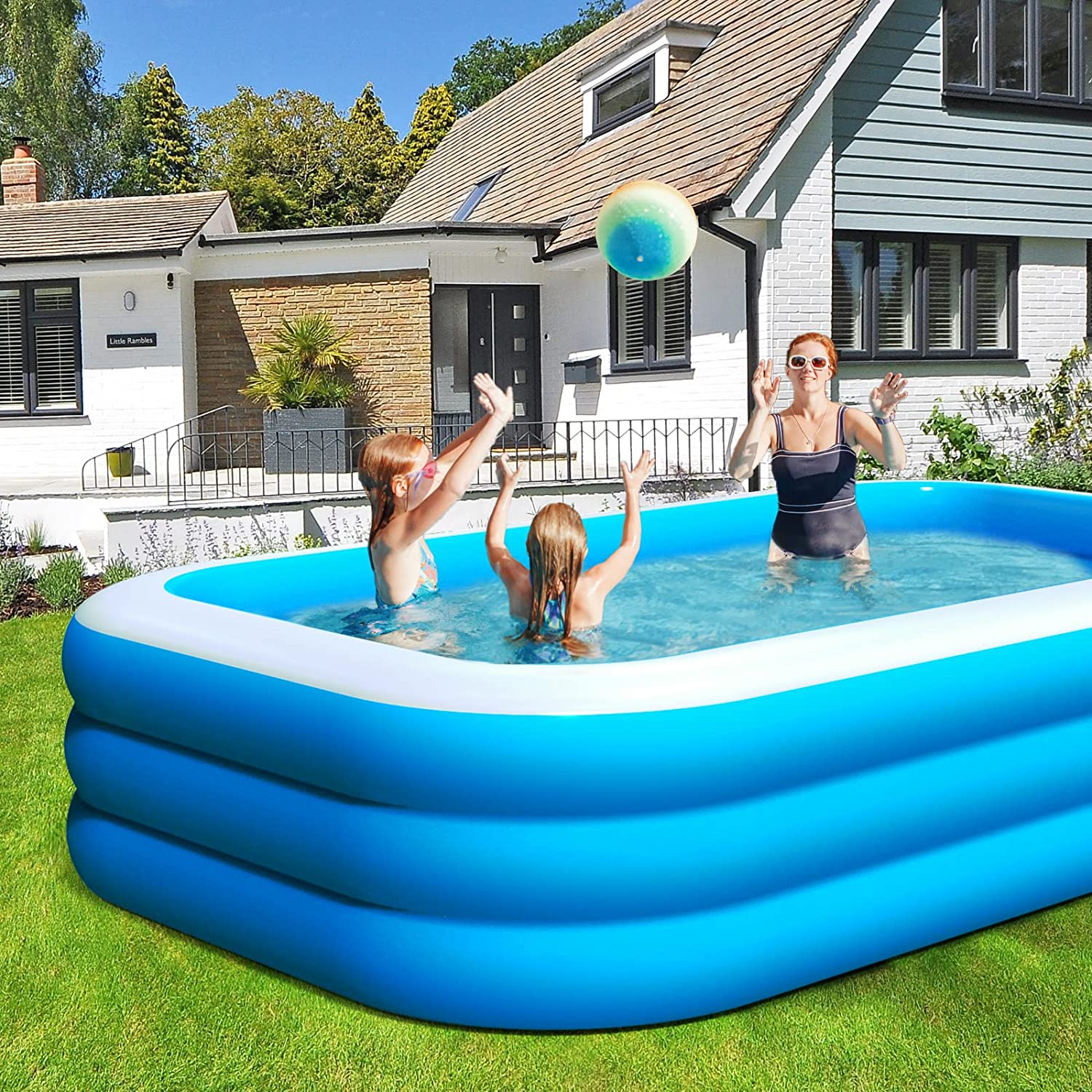 SUGIFT Inflatable Pool,Swimming Pool for Kids and Adults, 120in X 72in X 22in Oversized Thickened Family Inflatable Pool for Kids, Toddlers, Adults, Outdoor, Garden, Backyard, Summer Water Party