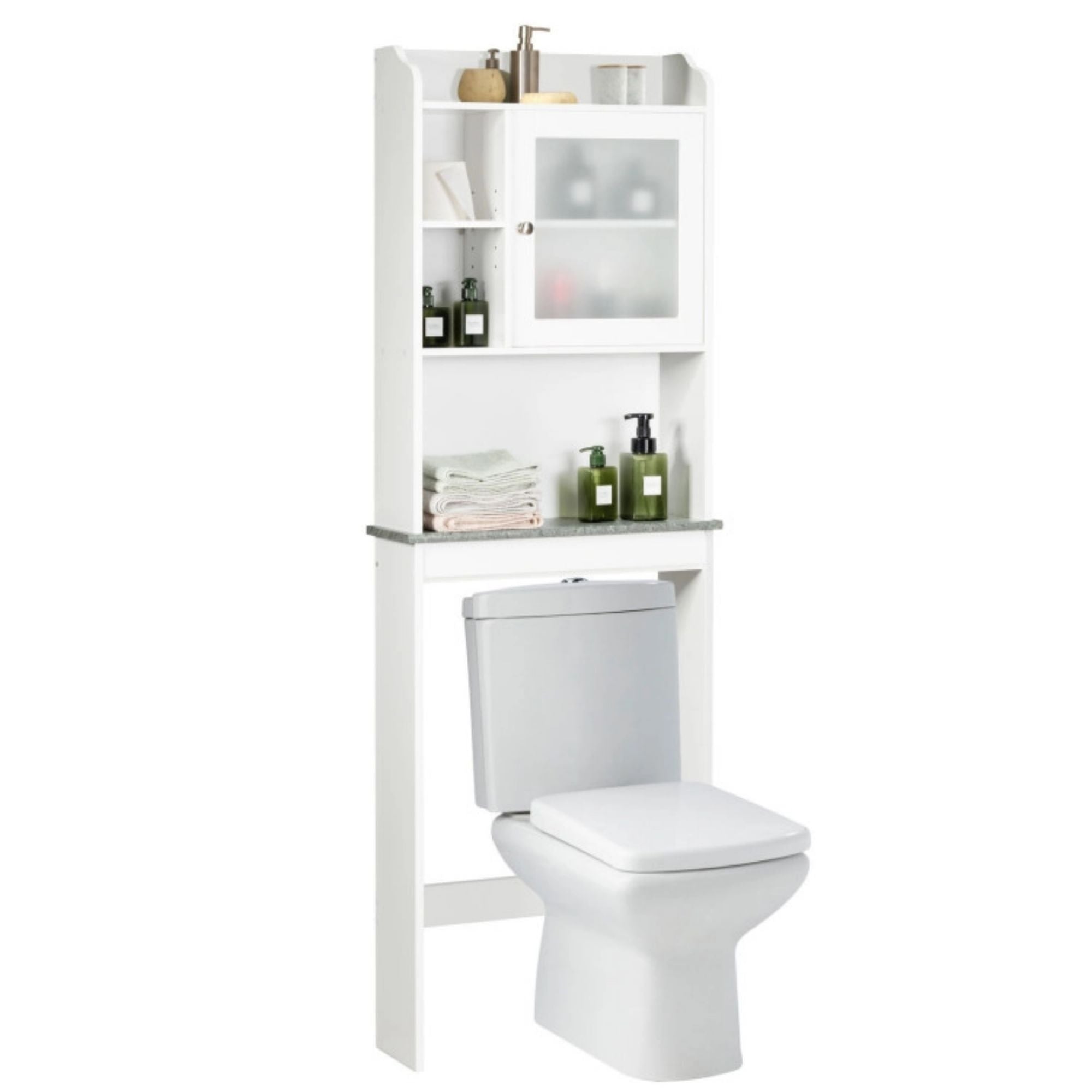 23.5 in. W x 68.5 in. H x 7.5 in. D Bathroom White Over-the-Toilet Storage