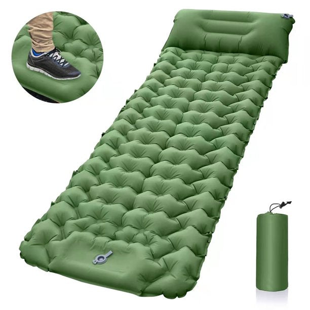 SUGIFT Camping Sleeping Pad, Inflatable Sleeping Mat with Pillow, Compact Camping Air Mattress