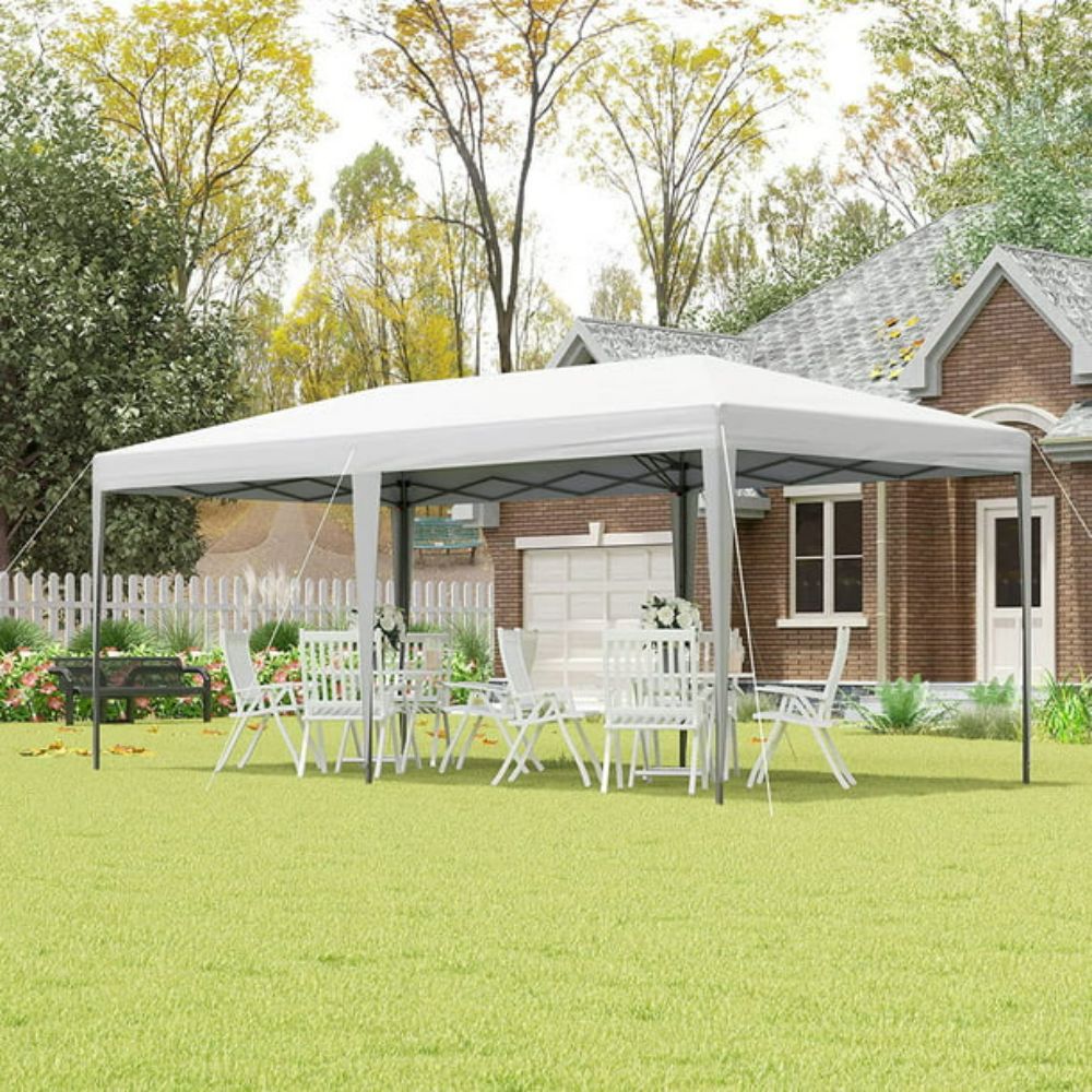 10 ft. x 20 ft. White Outdoor Pop Up Canopy Gazebo