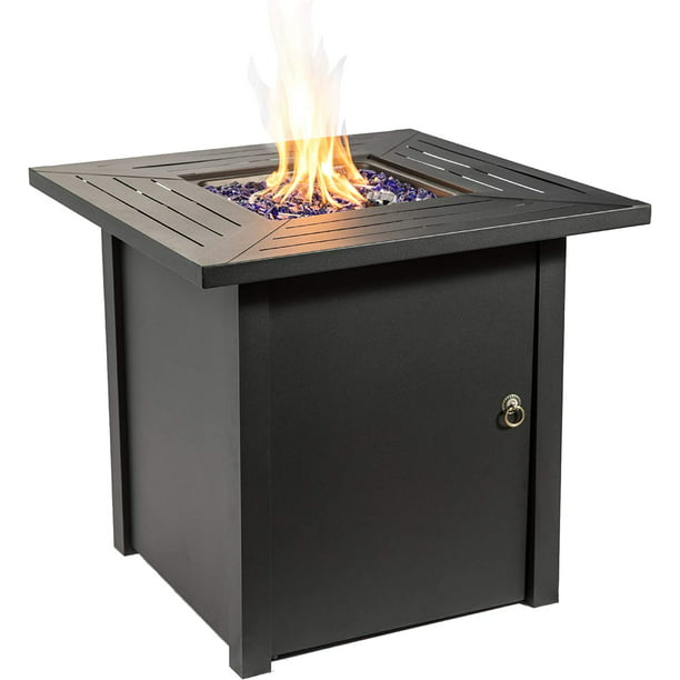 Outdoor Square 30 Propane Gas Fire Pit Table with Steel Base