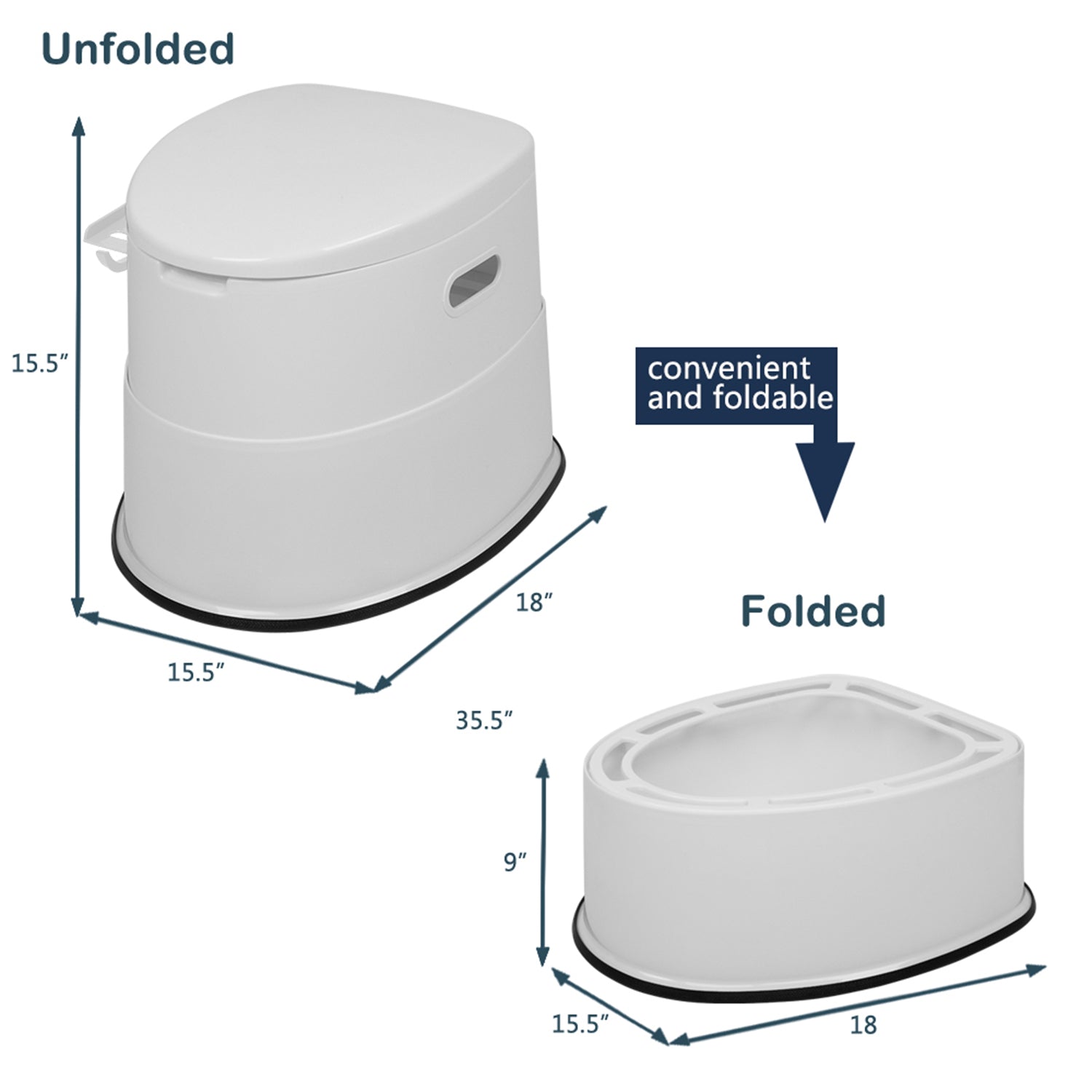 SUGIFT Portable Toilet with Non-slip Mat White