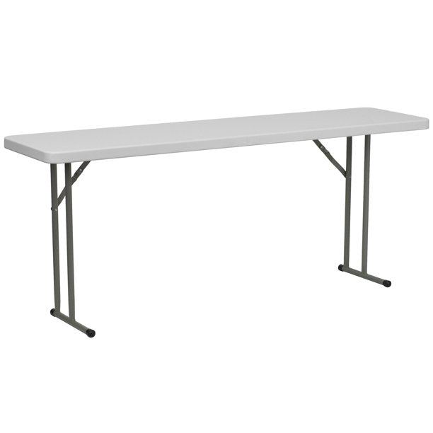 SUGIFT 6-Foot Granite White Plastic Folding Training and Event Table