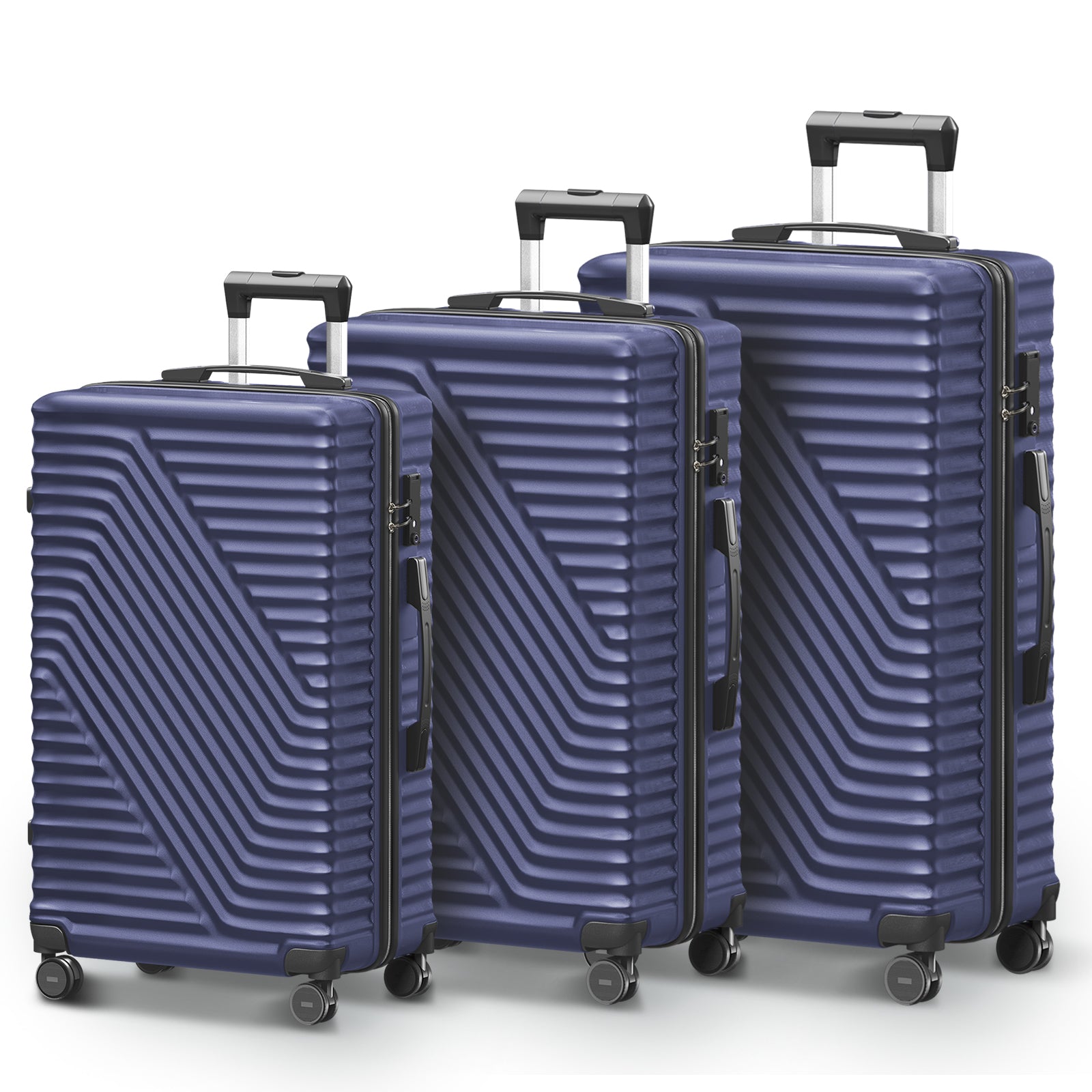 3-Piece Dark Blue Suitcase Luggage Set with TSA Lock