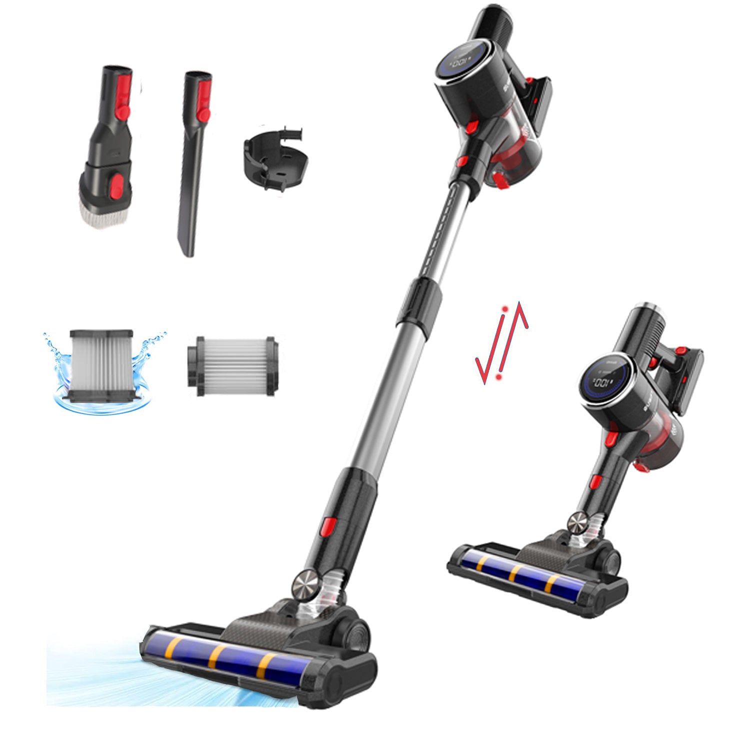 SUGIFT Cordless Vacuum Cleaner, 4 in 1 20000Pa Stick Vacuum with LED Display