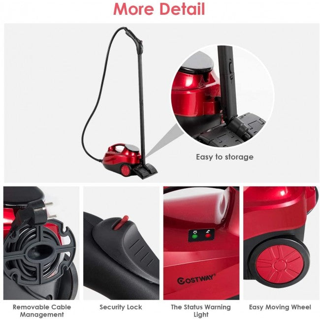 SUGIFT 2000W Heavy Duty Multi-purpose Steam Cleaner Mop with Detachable Handheld Unit,Red