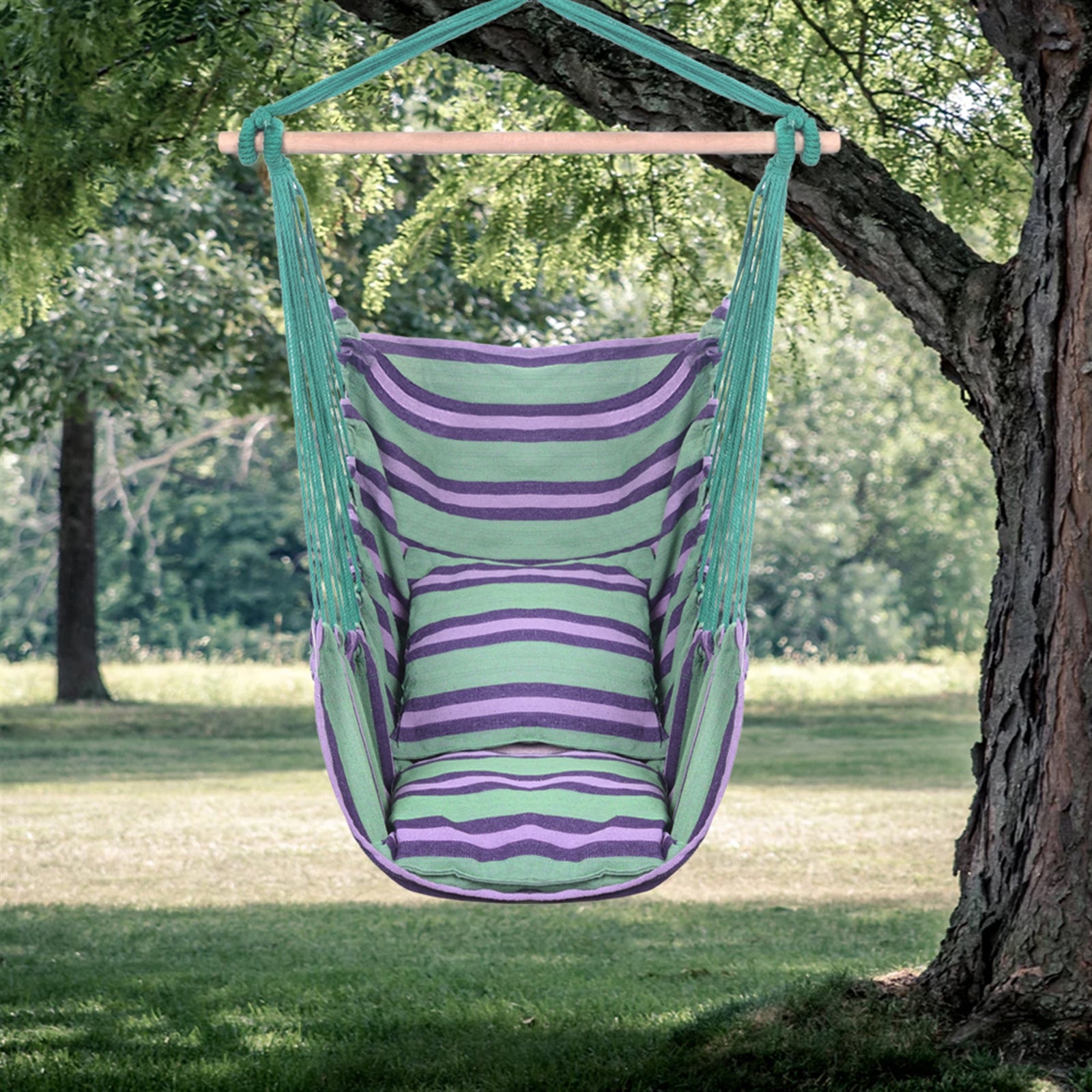 SUGIFT Hammock Chair, Large Swing Chair Suitable for Indoor and Outdoor Use, Blue Stripes