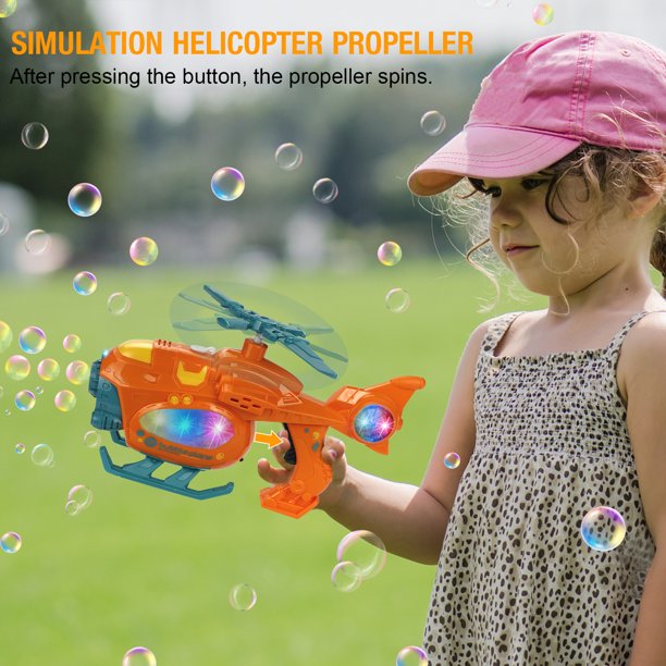 SUGIFT Bubble Gun Bubble Machine for Toddlers, 2000+ Bubbles Per Minute, Helicopter Bubble Maker with Light and Music, Birthday Gifts
