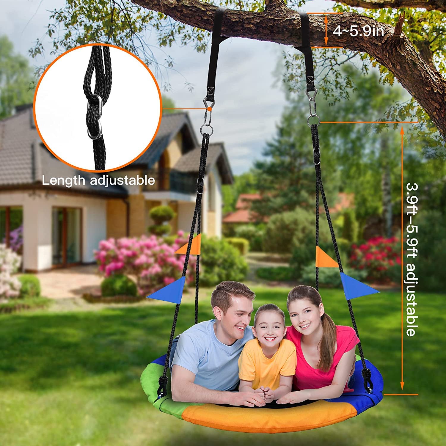 SUGIFT 40 Inch Tree Swing Saucer Swing, 800Lb Weight Capacity