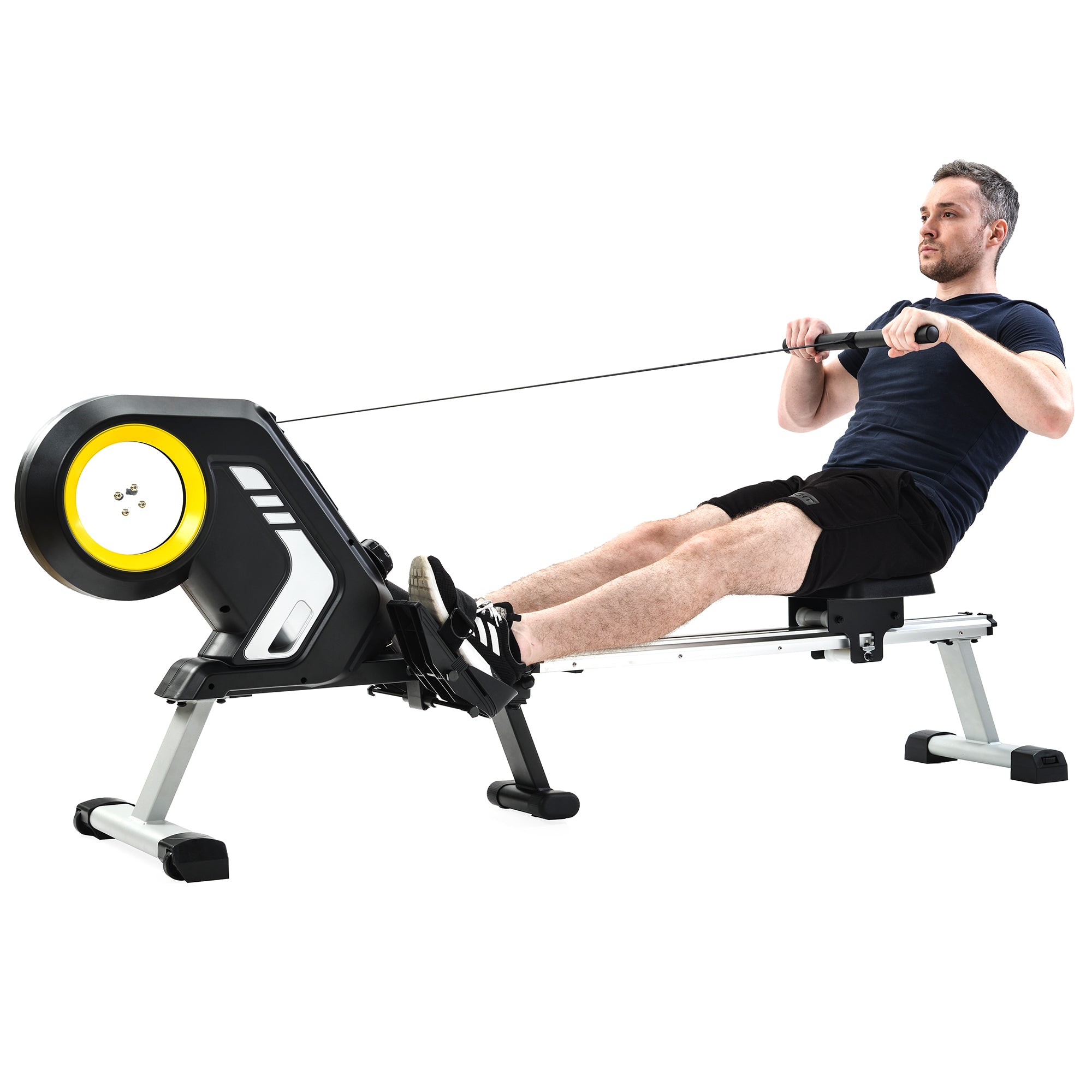 SUGIFT Folding Magnetic Rowing Machine with Resistance Settings and Transportation Wheels for Gym or Home