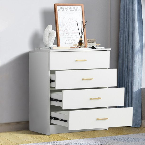 SUGIFT 4-Drawer Wood Dressers, White